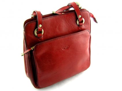 Kožený kabelko-batůžek Katana - červený