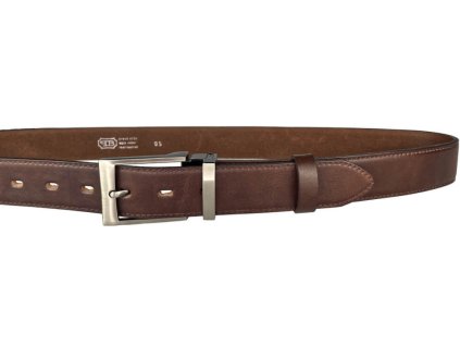 Pánský kožený opasek Penny Belts šíře 3,5 cm - hnědý