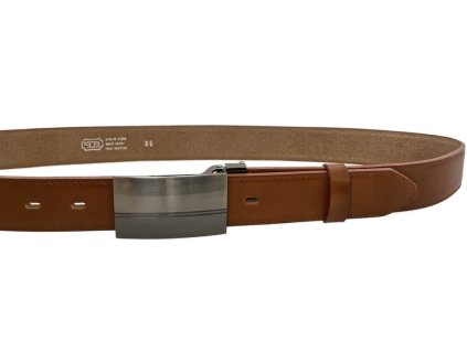 Společenský světle hnědý kožený opasek s plnou sponou - Penny Belts