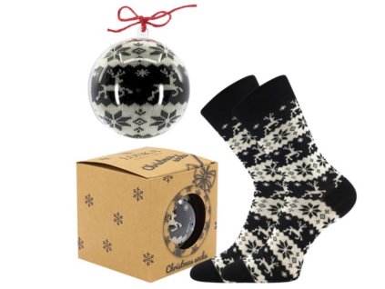 Vánoční ponožky ozdoba Lonka černá norský vzor