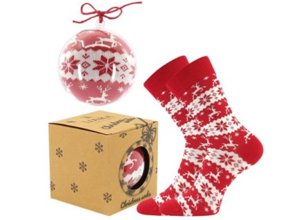 Vánoční ponožky ozdoba Lonka červené norský vzor