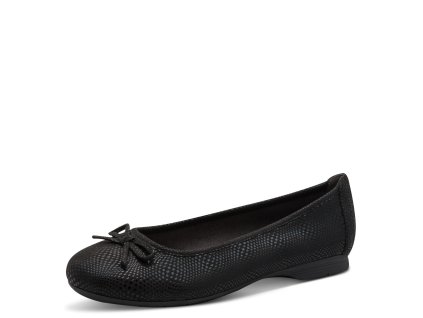 Strukturované černé baleríny s mašličkou Jana