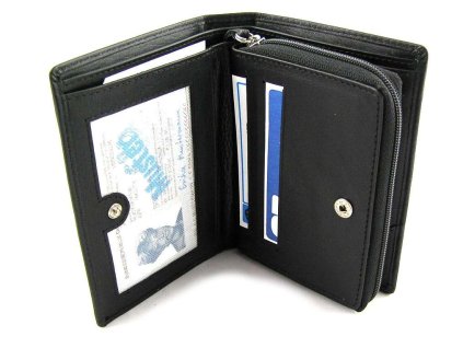 Pánská kožená peněženka se zipovou kapsou - černá