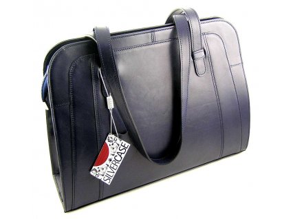 Velká manažerská kožená kabelka Silvercase - modrá