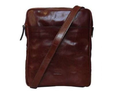 Luxusní kožená taška přes rameno Messenger Elega - hnědá