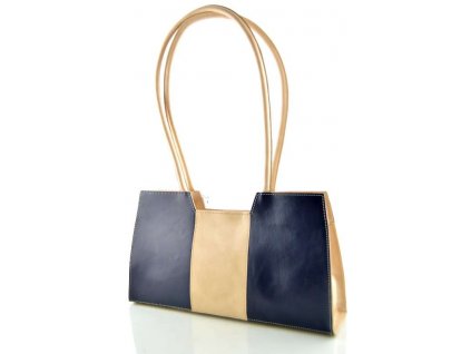 Menší kožená kabelka Silvercase - modro béžová