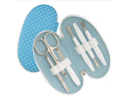 manikura z modreho textilu dup