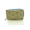 Podlouhlá kožená peněženka se vzorem - modro žlutá