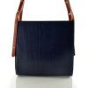 Tmavě modrá kožená kabelka Hajn