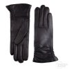 Dámské kožené rukavice Bohemia Gloves s řasením na bocích - černé