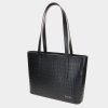Kožená kabelka Elega Crocelia černá kroko