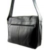 Kožená klopnová taška přes rameno - černá
