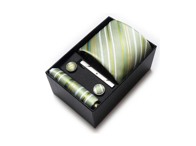 zeleny kravatovy set zelena kravata kapesnicek manzety