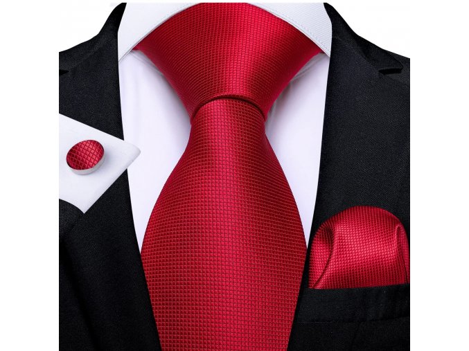 panska cervena kravata set motylek manzety