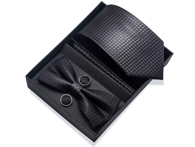 cerna kravata cerny motylek kravatovy set elegantni