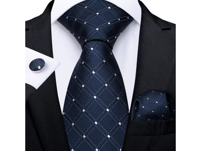 tmave modry kravatovy set panska kravata modra elegantni