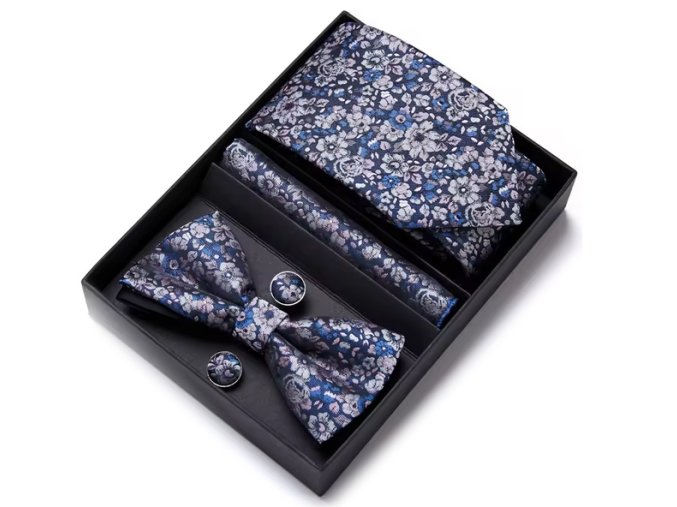 kravatovy set elegantni kravata kapesnicek motylek manzety svatebni