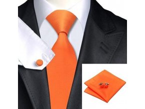 Kravatový set, oranžový, 100% hedvábí