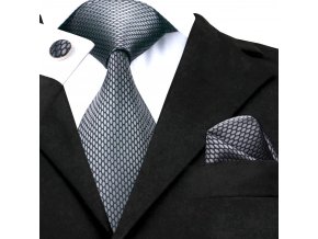 panska kravata stribrna seda elegantni hedvabi
