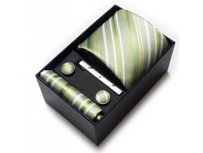 zeleny kravatovy set zelena kravata kapesnicek manzety