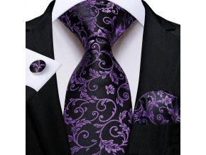 kravatovy set fialovy cerny slavnostni kravata
