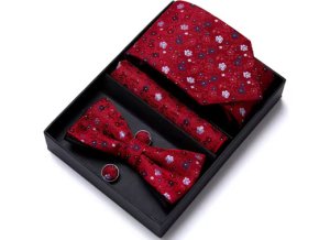 cerveny barevny kravatovy set originalni motylek sada darek