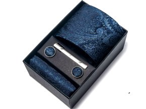 modra vzorovana kravata slavnostni elegantni set