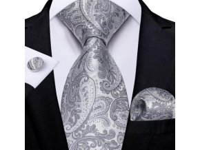 svatebni kravatovy set kravata kapesnicek slavnostni elegantni stribrny