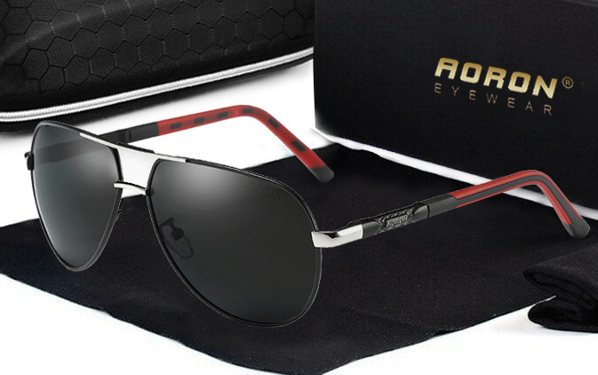 Set: Atraktivní sluneční brýle Driver - červené stříbrné