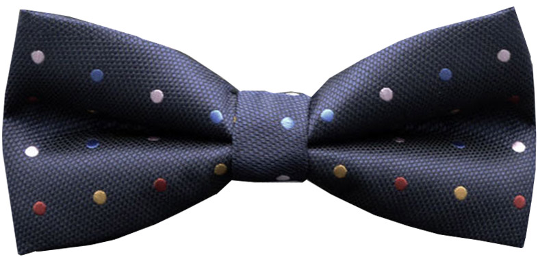 Pánský motýlek s puntíky barevnými - tmavě modrý