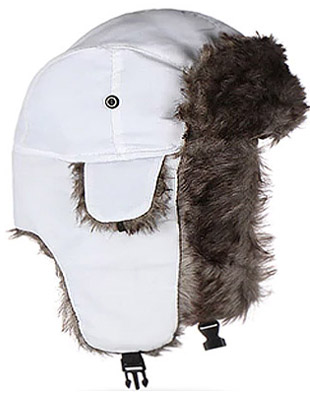Pánská stylová zimní čepice s ušima - chlupatá bílá