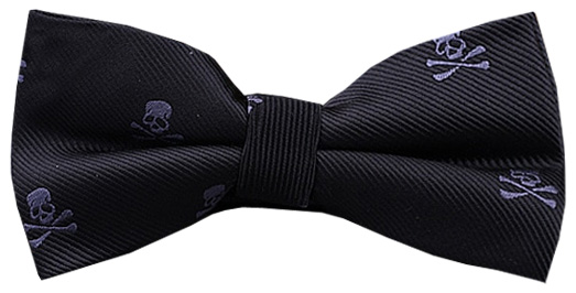 Pánský motýlek s lebkami - černý