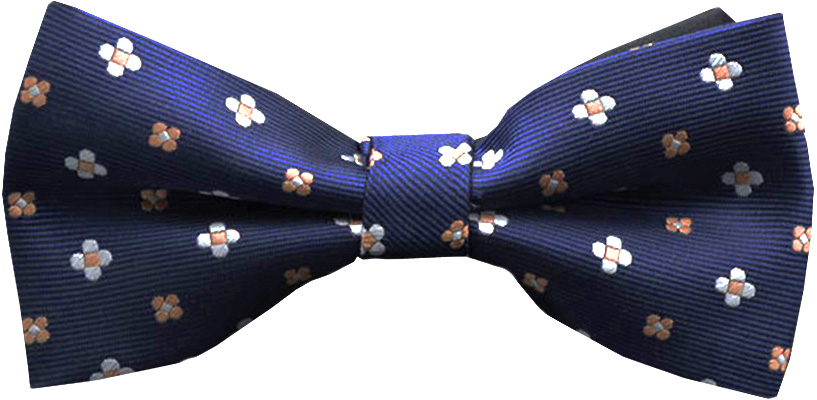 Pánský motýlek s kytičkami - tmavě modrý