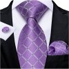 fialova kravata karovana kravatovy set kapesnicek manzety