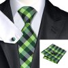 Kravatový set kostkovaný zelený, 100% hedvábí