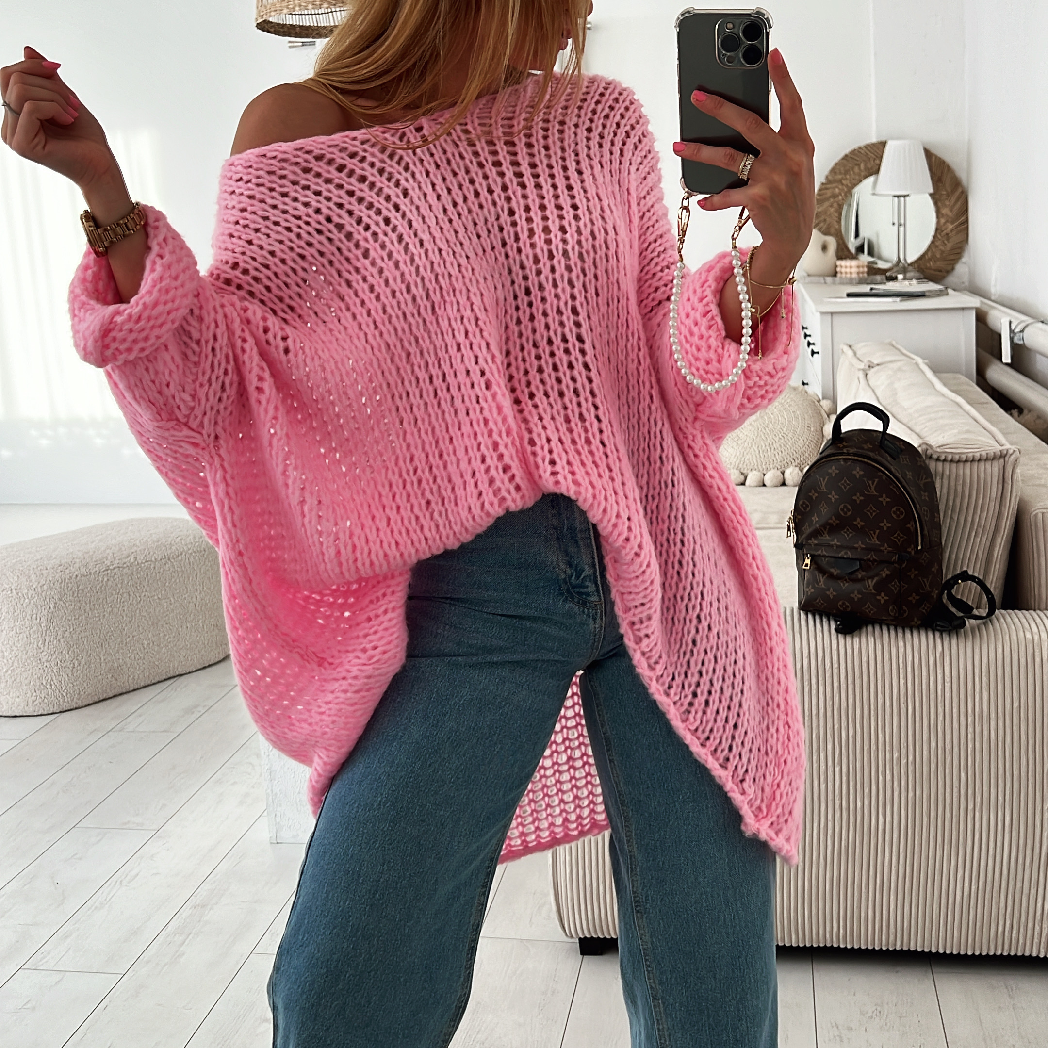 Příjemný oversize svetr Tous Barva: Růžová