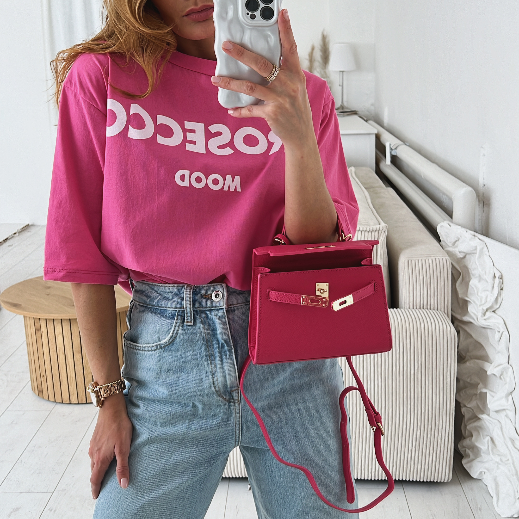 Oversize tričko Prosecco Barva: Růžová