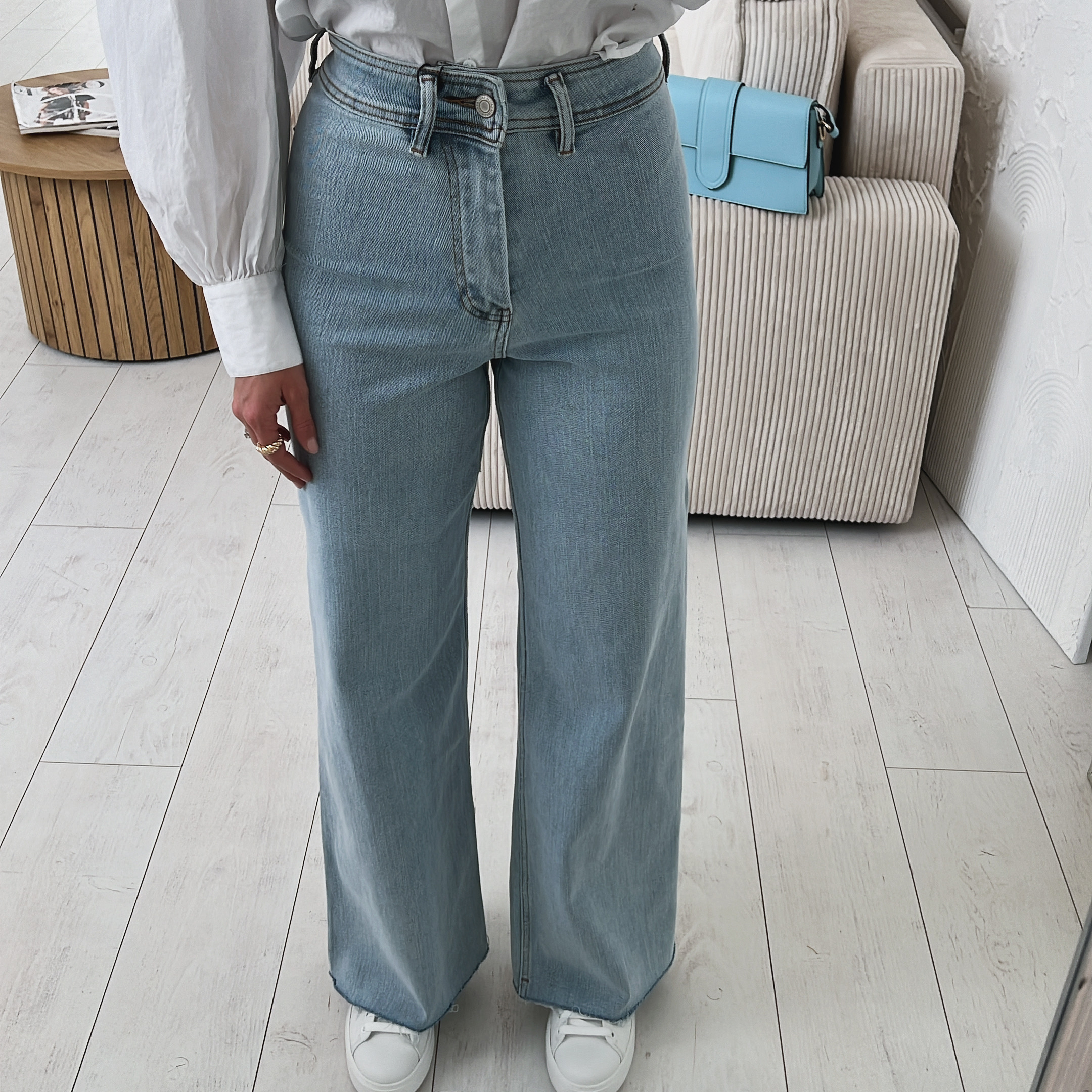 Elastické džíny Wide leg světlé Velikost: XL