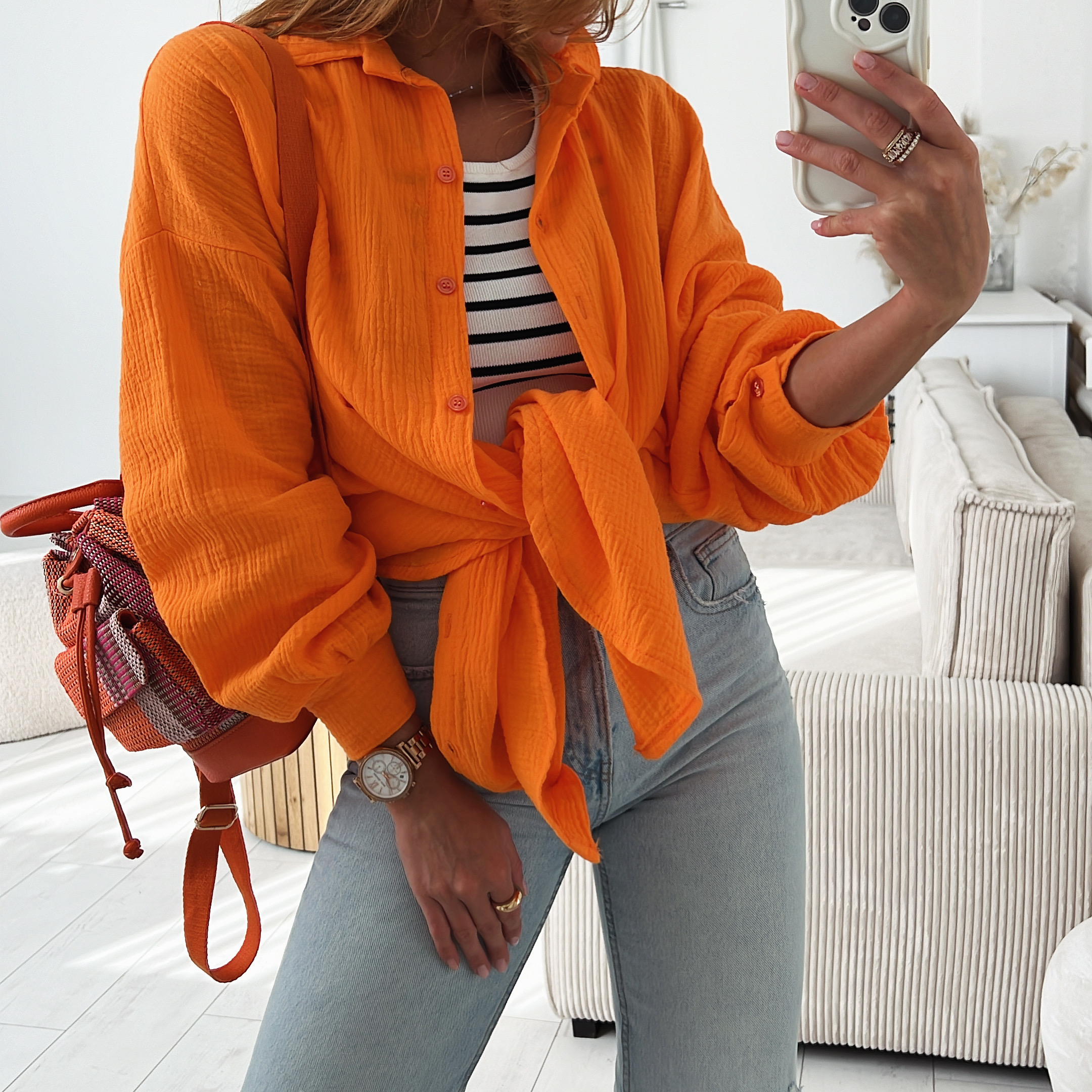 Mušelínová košile Merrie Barva: oranžová