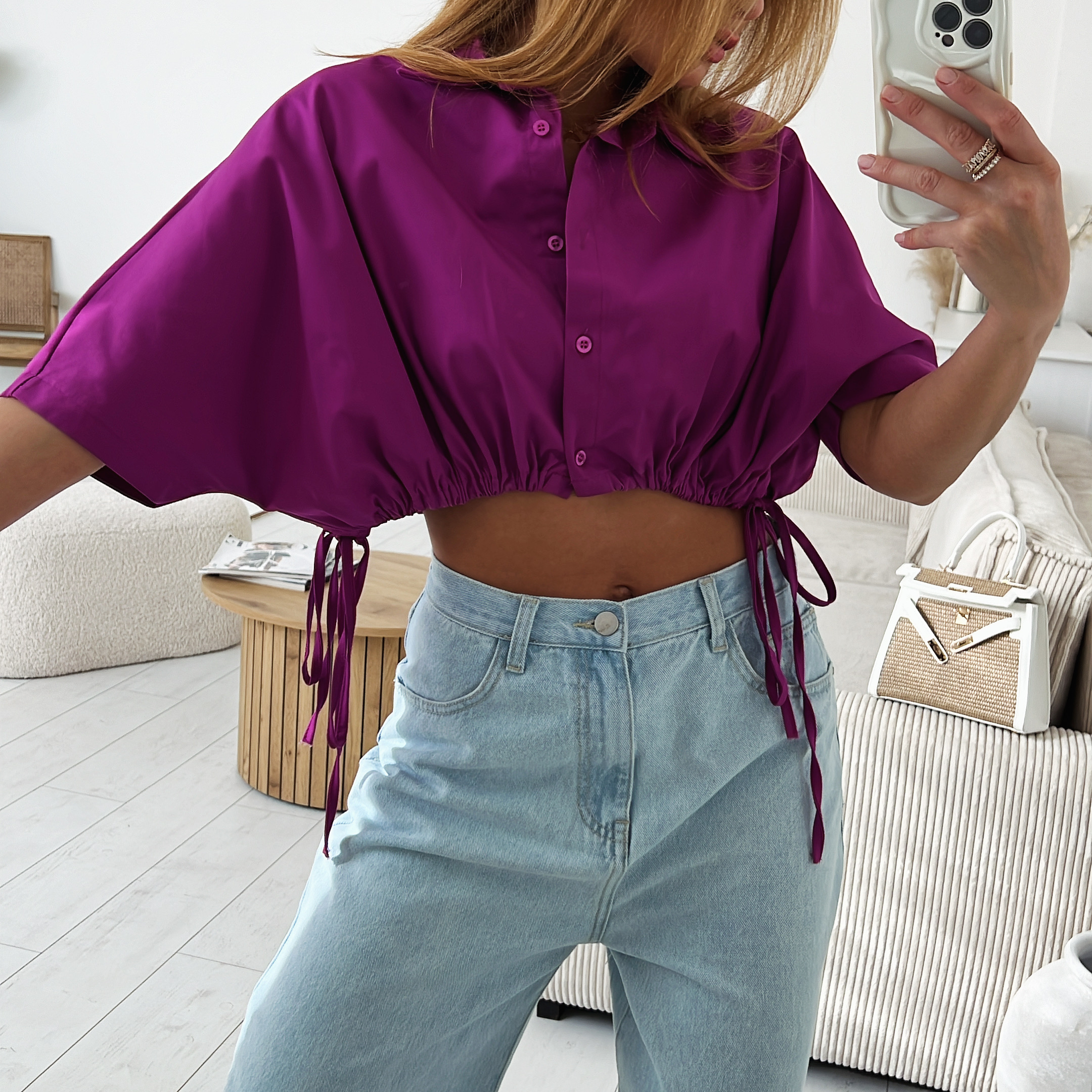 Bavlněný crop top Foress Barva: fialová