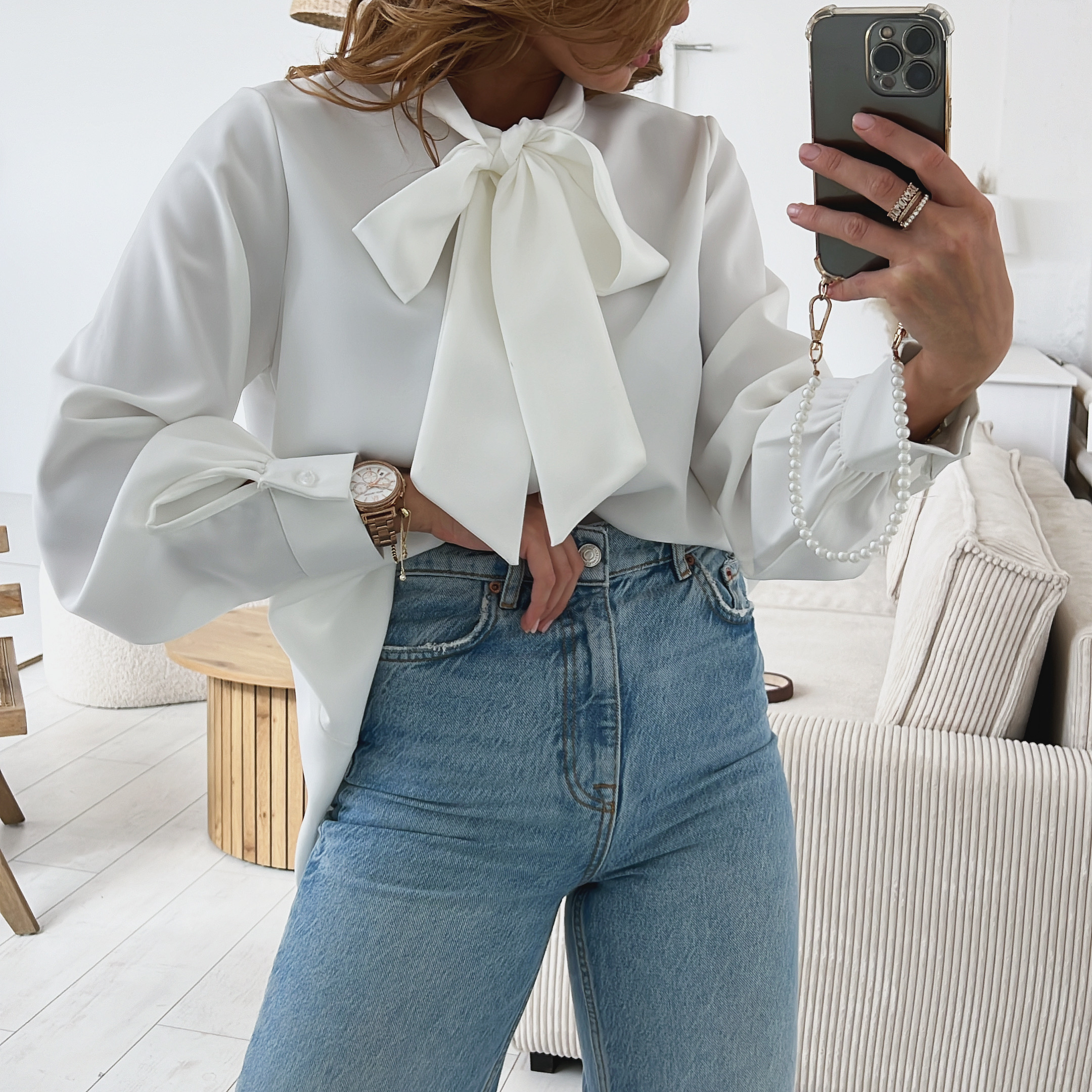 Elegantní košile s mašlí Maria Barva: Bílá