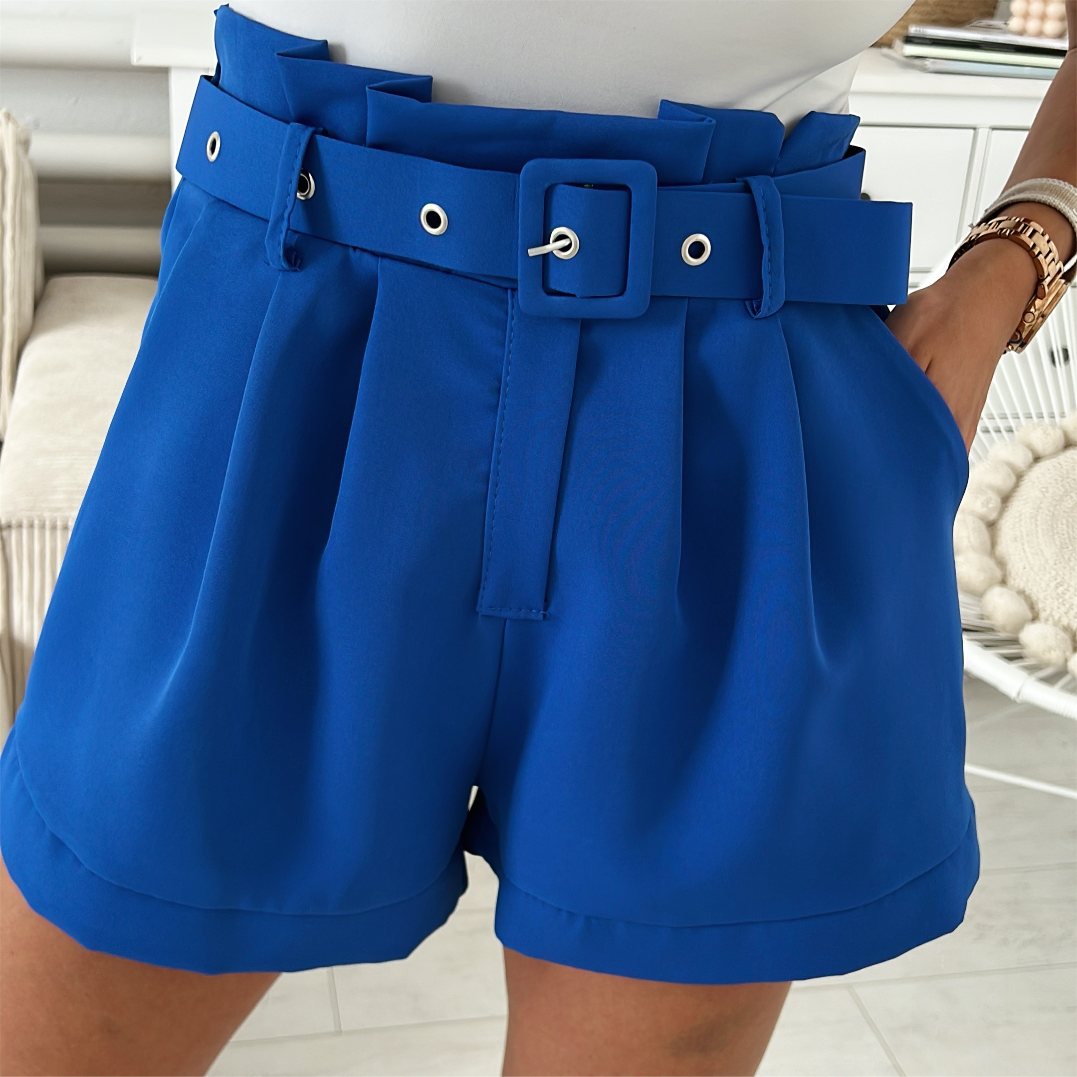 Elegantní šortky s páskem Liza Barva: Tmavě modrá