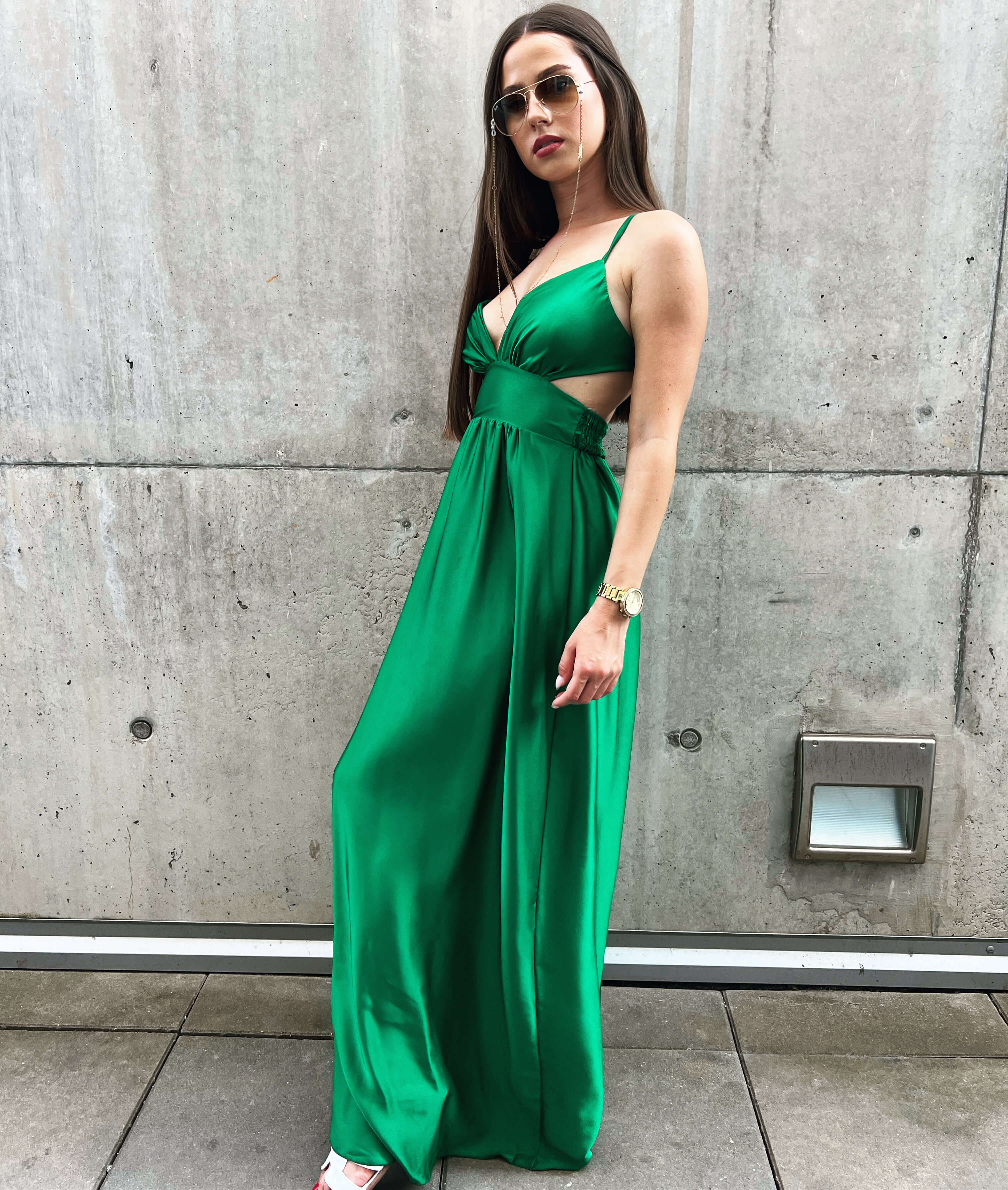 Saténové šaty Meliss Barva: Zelená