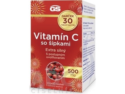 GS Vitamín C 500 mg so šípkami Darček - tbl (inov.2024) 100+30 navyše (130 ks)