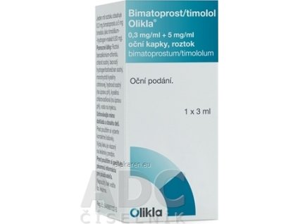 Bimatoprost/timolol Olikla 0,3 mg/ml + 5 mg/ml - 1x3 ml