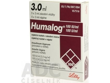 Humalog 100 U/ml, injekčný roztok v náplni - 5x3 ml