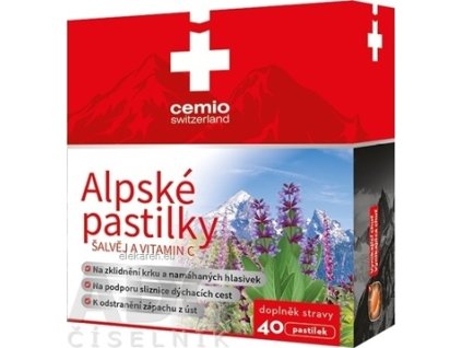 Cemio Alpské pastilky ŠALVIA A VITAMÍN C - 1x40 ks