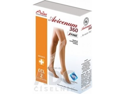 AVICENUM 360 FINE Stehenné pančuchy, Micro - veľkosť SL (1K), II.KT, Sanitized, otvorená špica, krajka, telové, 1x1 pár