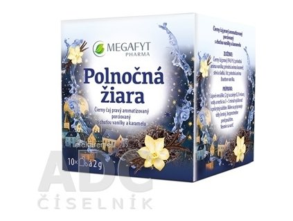 MEGAFYT Polnočná žiara - čierny čaj s chuťou vanilky a karamelu, porciovaný 10x2 g (20 g)