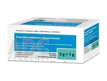Ampicillin/Sulbactam Bausch Health 2 g + 1 g - 1x10 lag